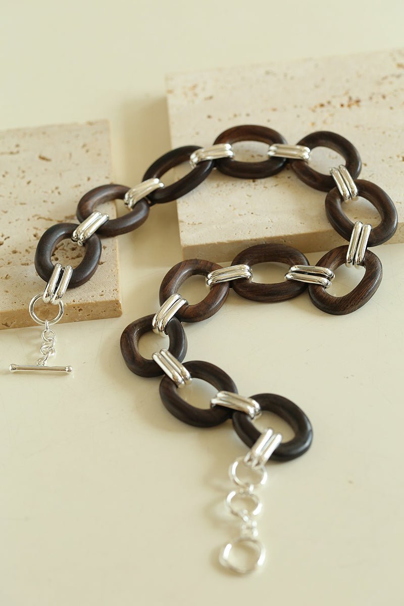 Ebony Wood Elliptic Necklace - floysun