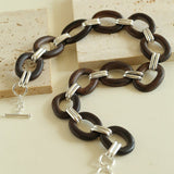 Ebony Wood Elliptic Necklace - floysun