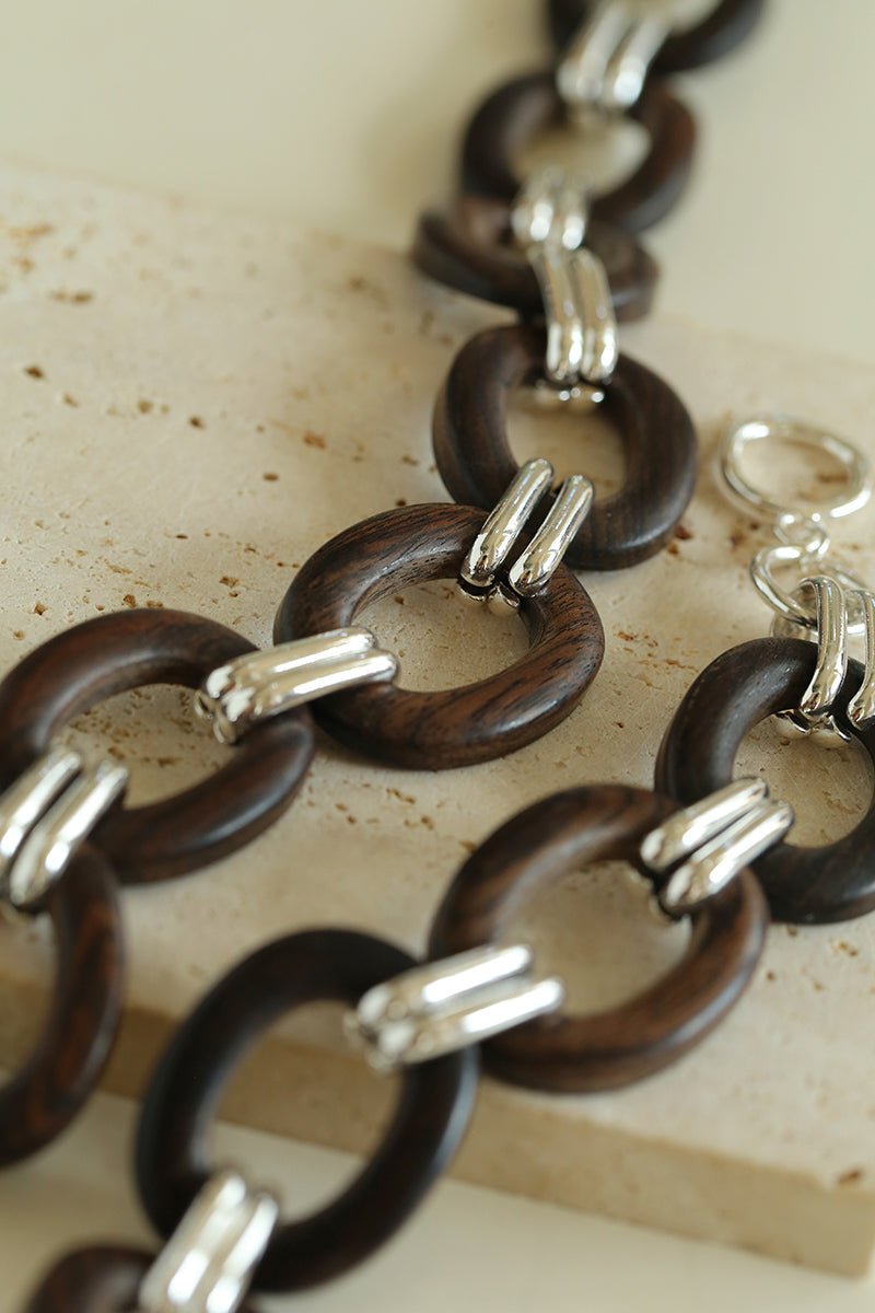 Ebony Wood Elliptic Necklace - floysun