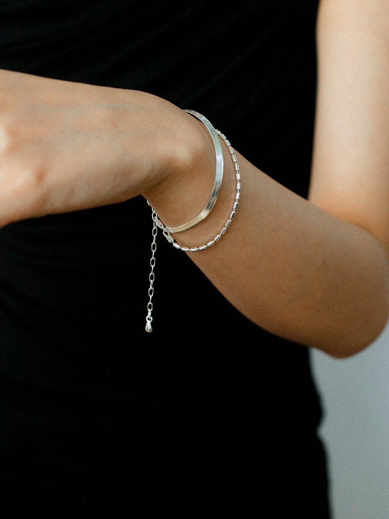 Effortless Layers 925 Silver Double Chain Bracelet - floysun