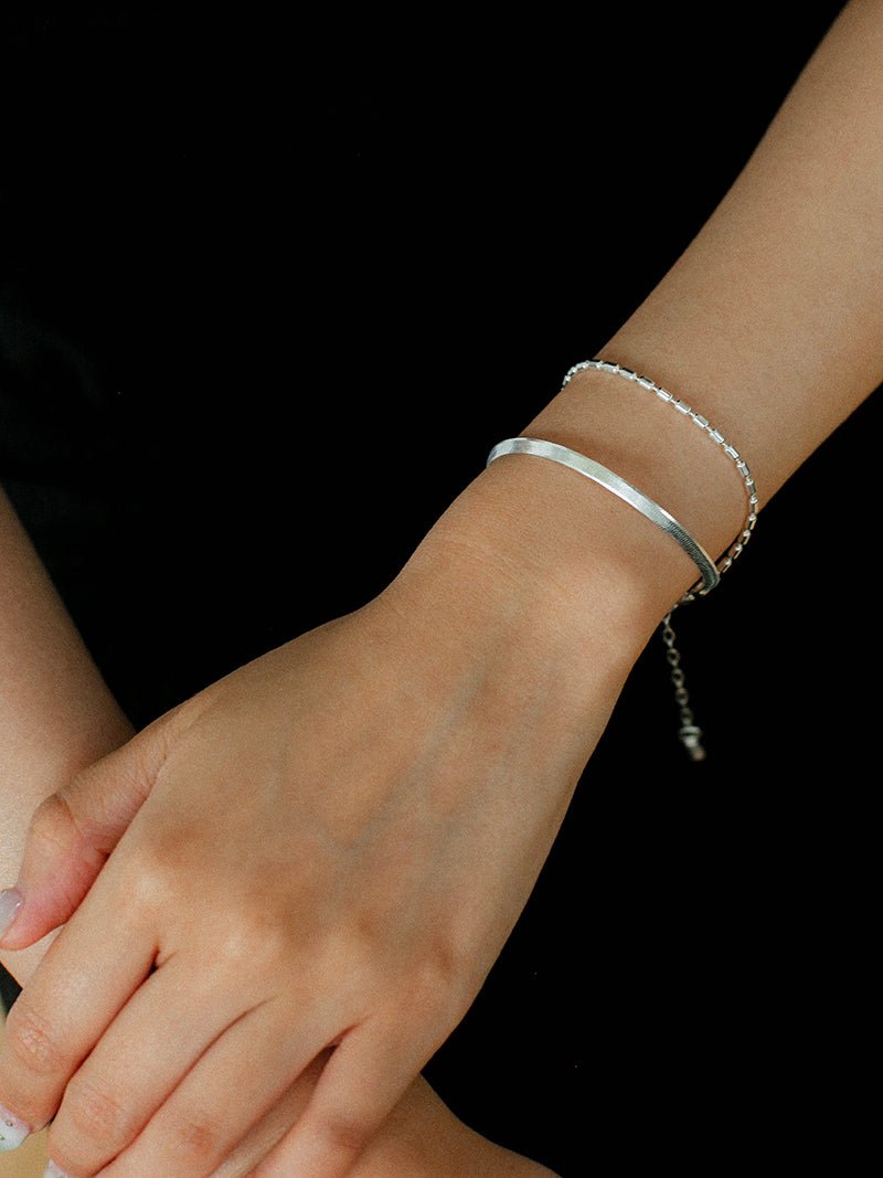 Effortless Layers 925 Silver Double Chain Bracelet - floysun