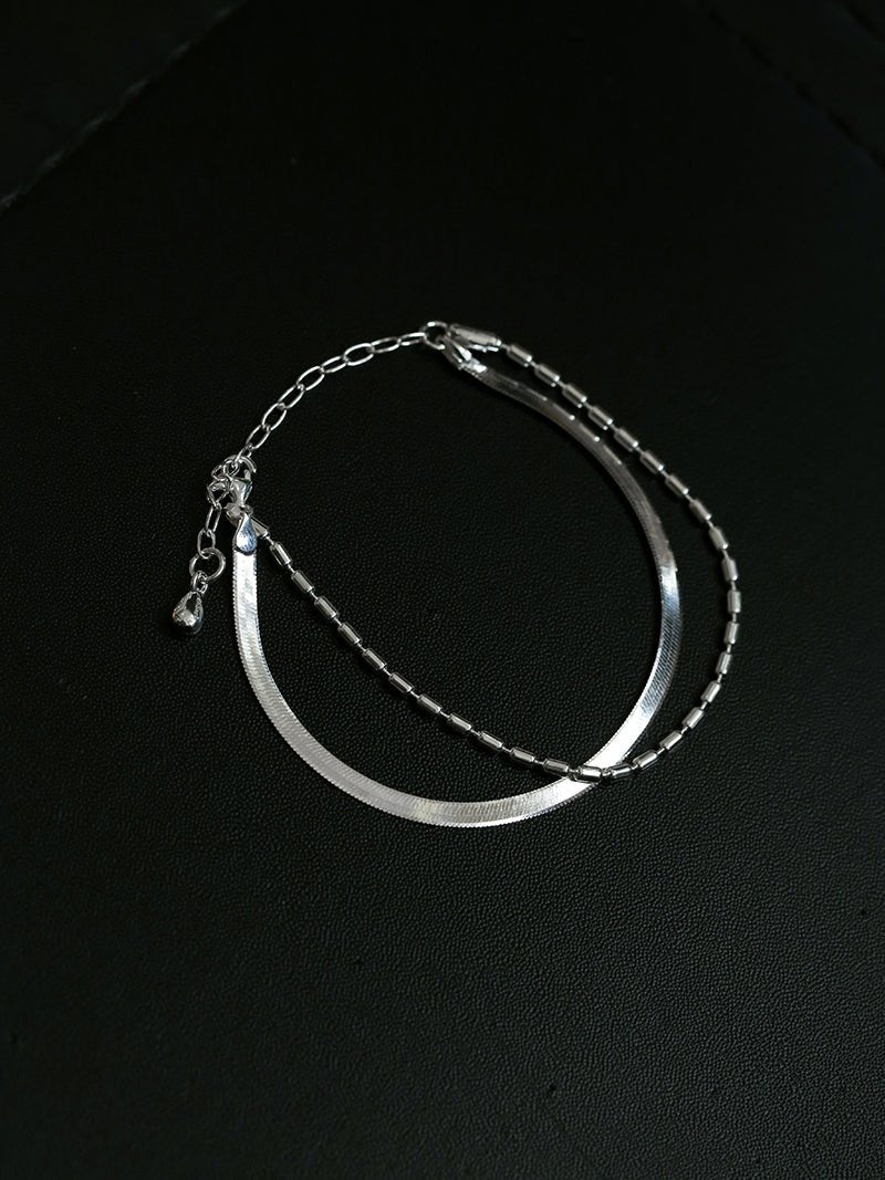 Effortless Layers 925 Silver Double Chain Bracelet - floysun