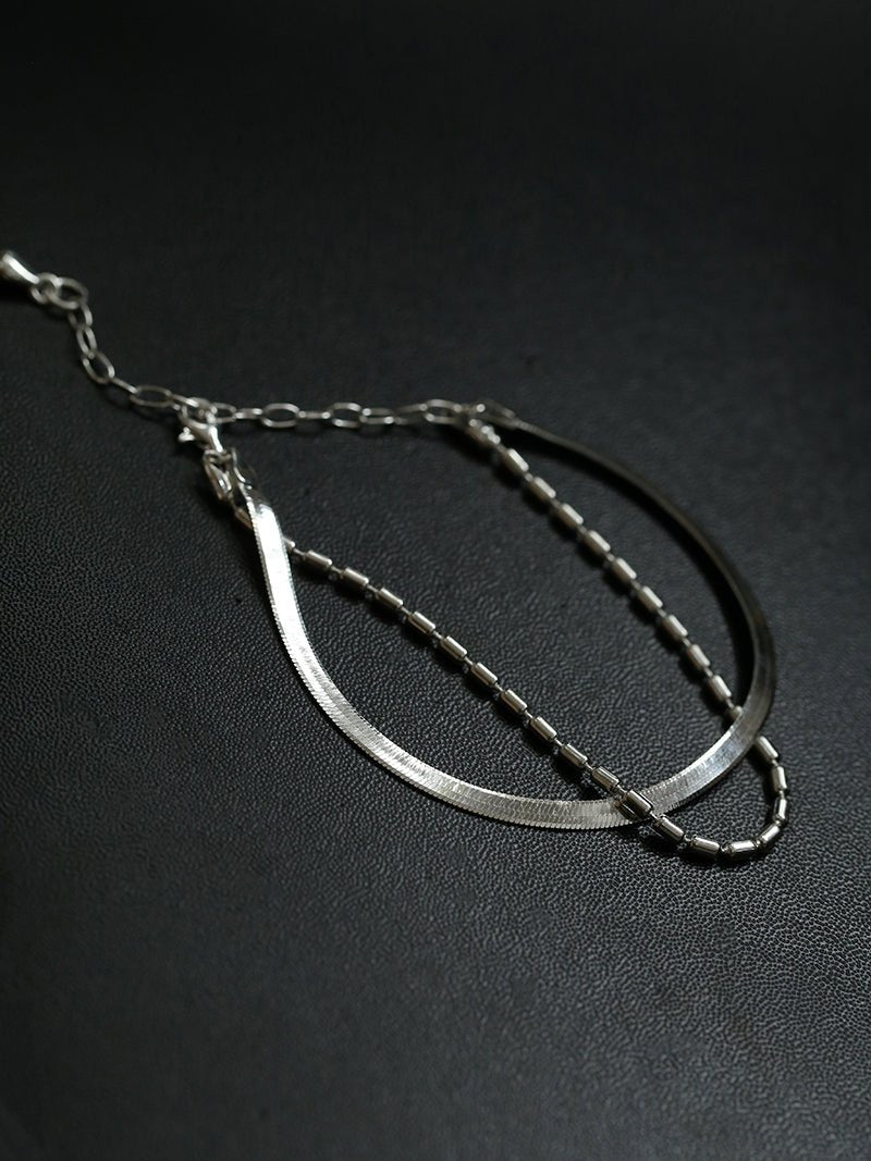 Effortless Layers 925 Silver Double Chain Bracelet - floysun