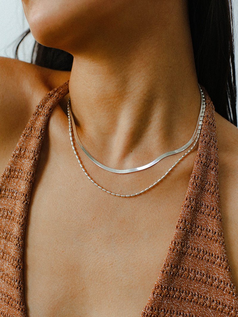 Effortless Layers 925 Silver Double Chain Necklace - floysun