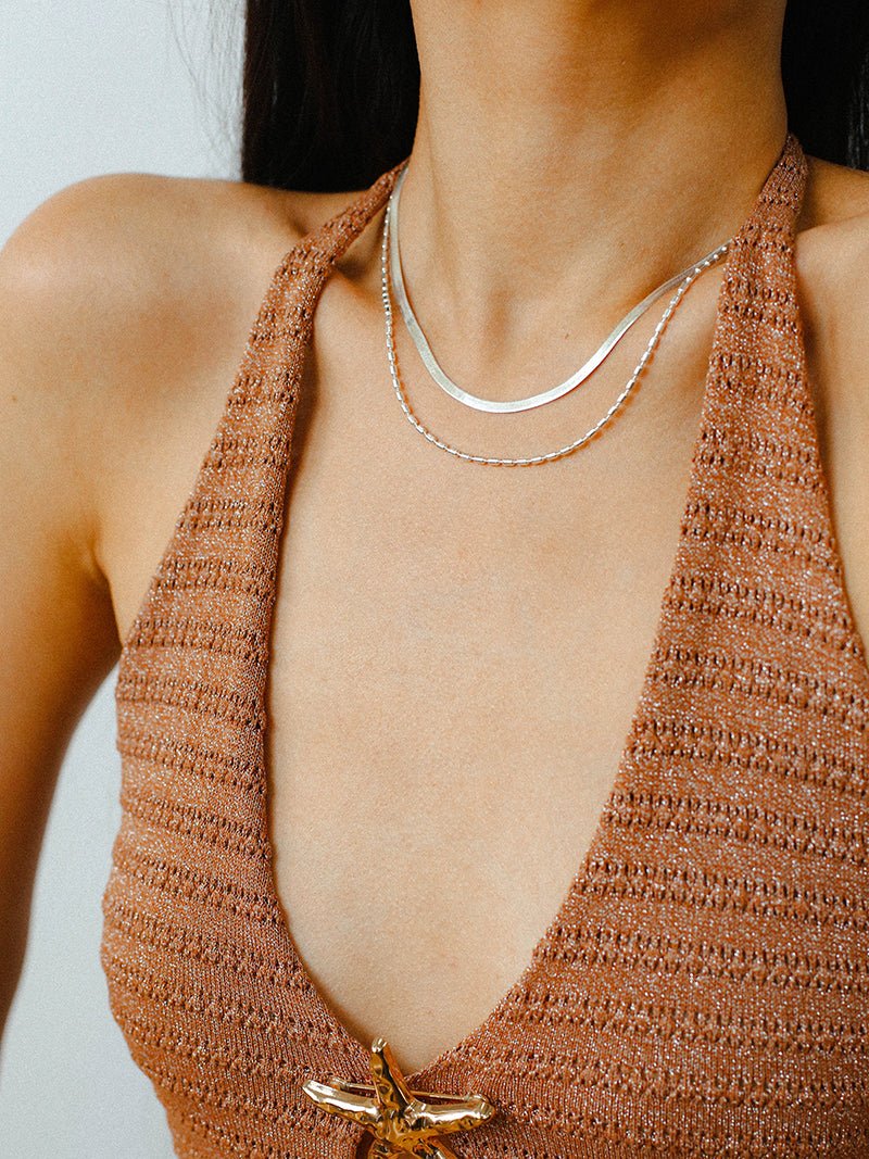 Effortless Layers 925 Silver Double Chain Necklace - floysun