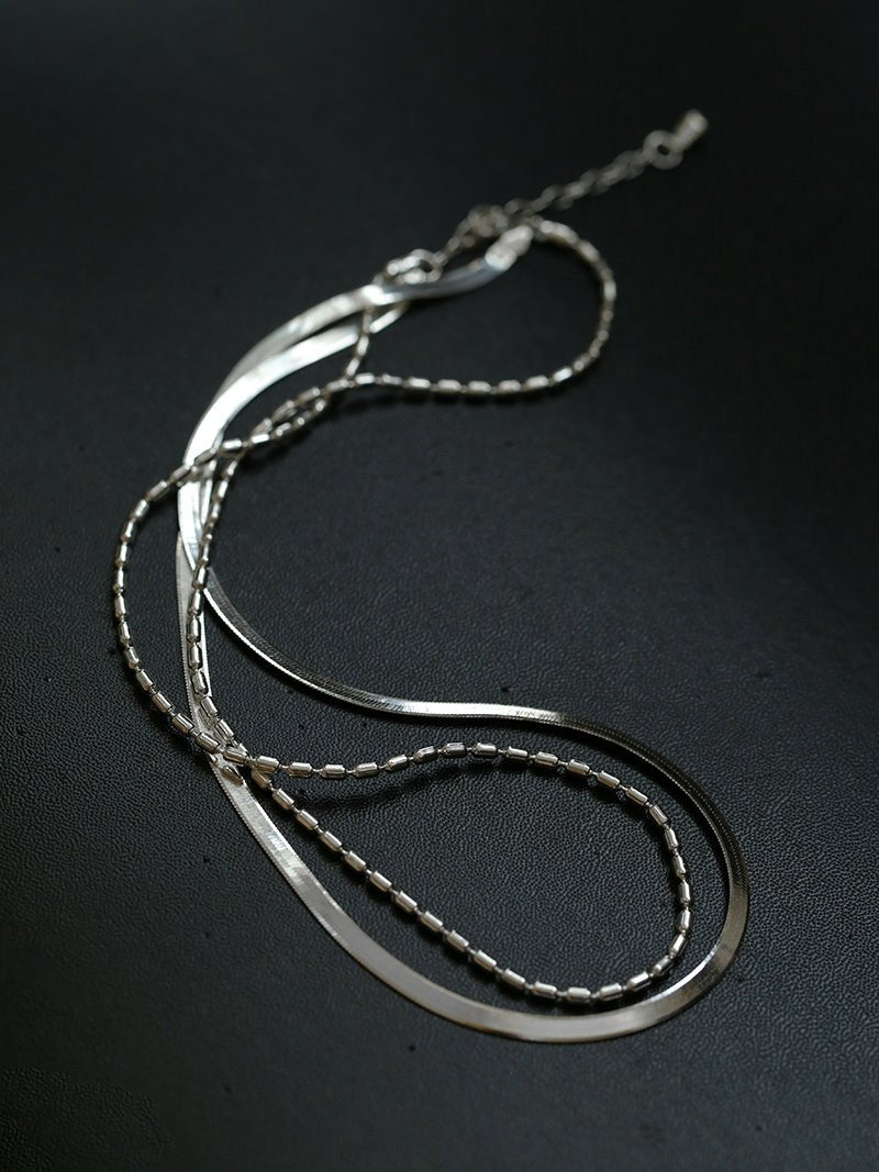 Effortless Layers 925 Silver Double Chain Necklace - floysun