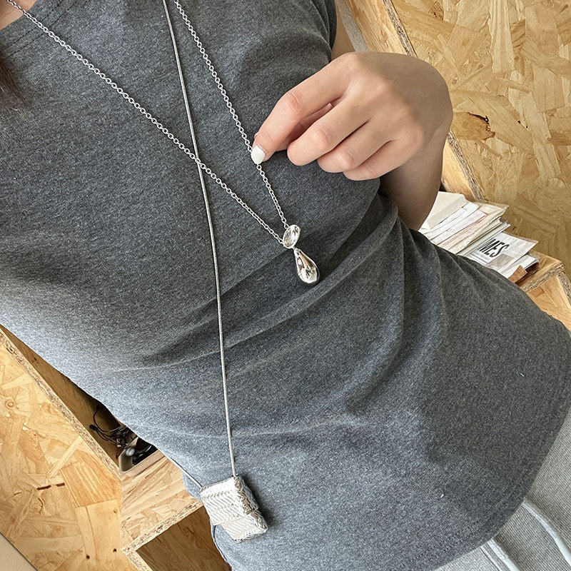 Elegant Water Bottle Vintage Woven Bag Long Necklace - floysun