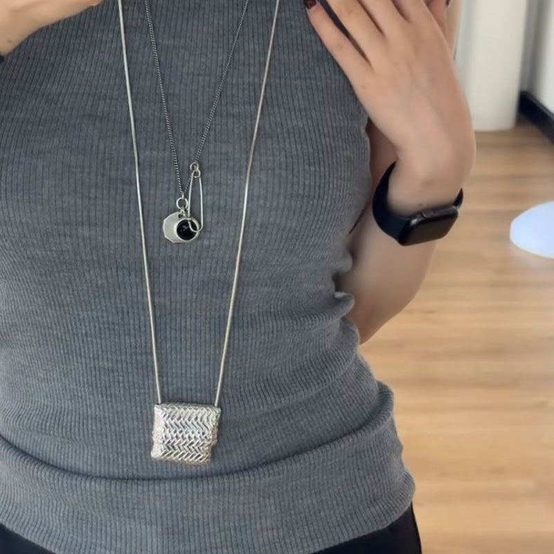 Elegant Water Bottle Vintage Woven Bag Long Necklace - floysun