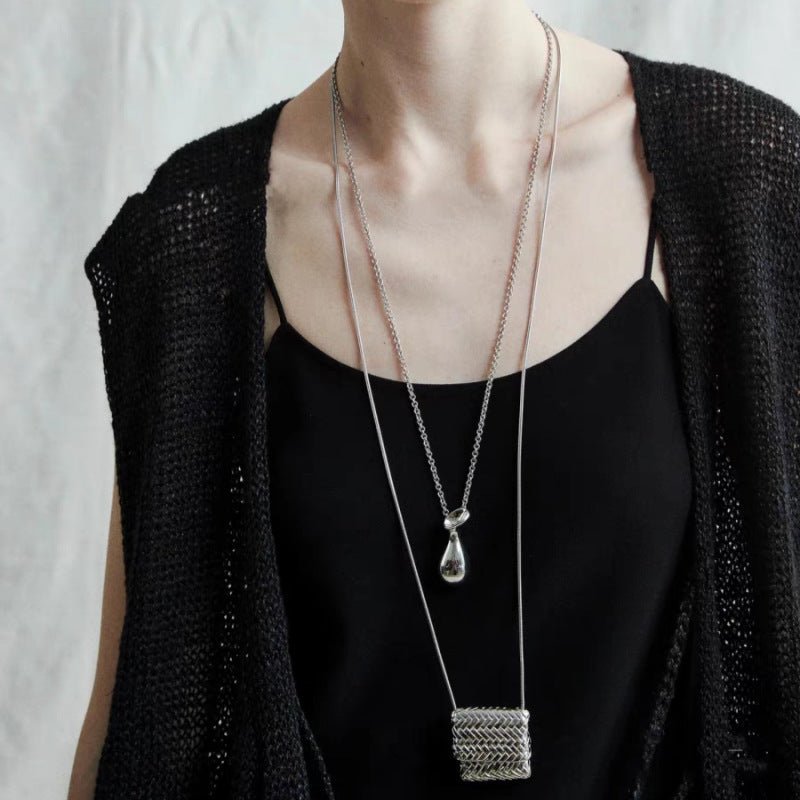 Elegant Water Bottle Vintage Woven Bag Long Necklace - floysun
