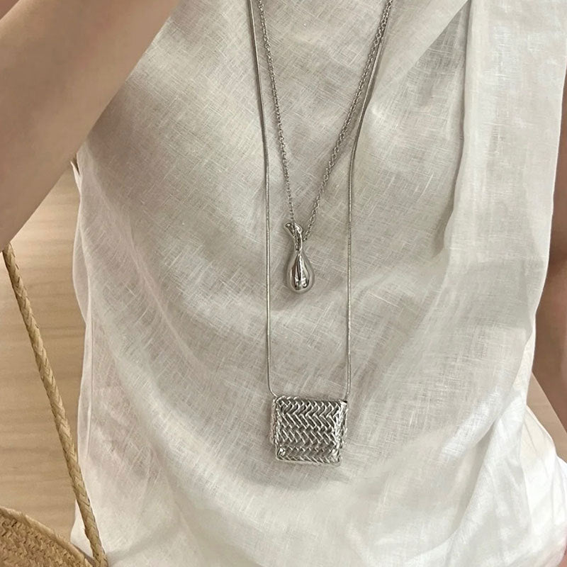 Elegant Water Bottle Vintage Woven Bag Long Necklace - floysun