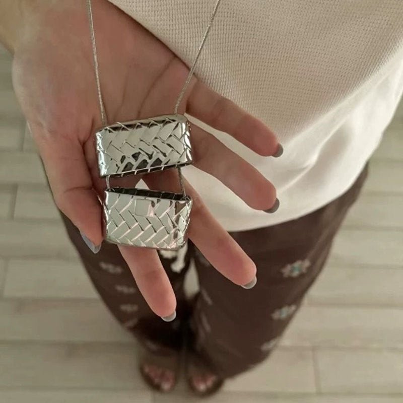 Elegant Water Bottle Vintage Woven Bag Long Necklace - floysun