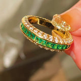 Emerald Dual - Faced Full Diamond Ring - floysun