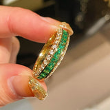 Emerald Dual - Faced Full Diamond Ring - floysun