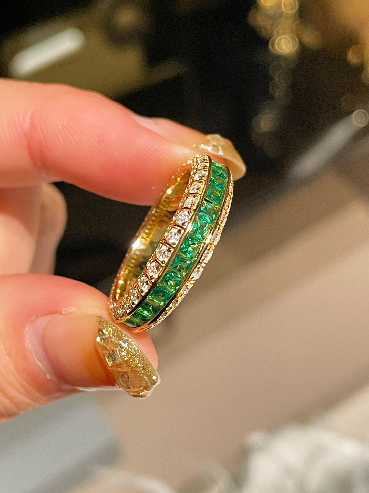 Emerald Dual - Faced Full Diamond Ring - floysun