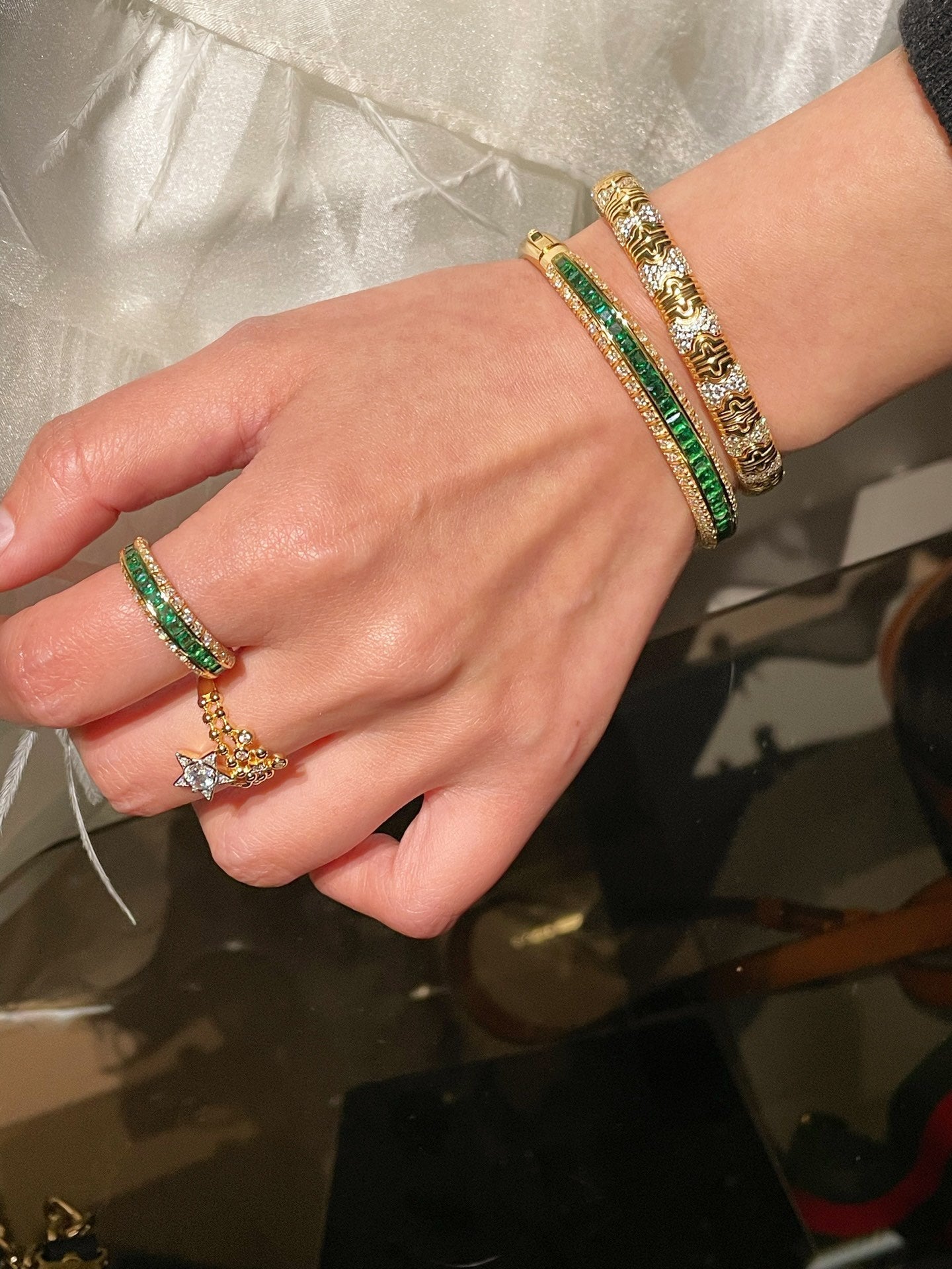Emerald Dual - Faced Full Diamond Ring - floysun