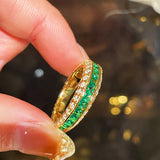 Emerald Dual - Faced Full Diamond Ring - floysun