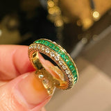 Emerald Dual - Faced Full Diamond Ring - floysun