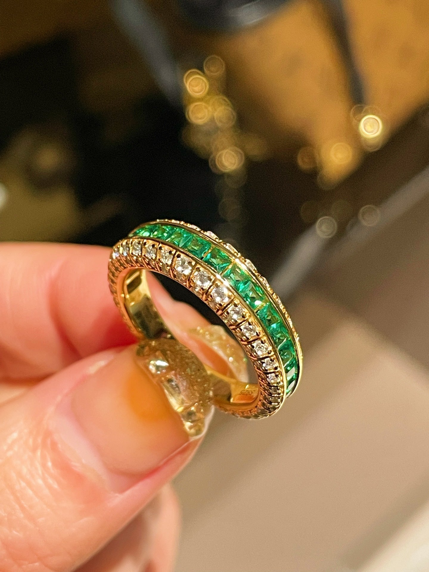 Emerald Dual - Faced Full Diamond Ring - floysun