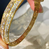 Emerald Ice Sugar Diamond - Cut Wide Bangle - floysun