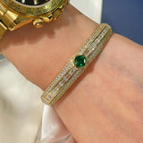 Emerald Ice Sugar Diamond - Cut Wide Bangle - floysun