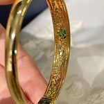 Emerald Ice Sugar Diamond - Cut Wide Bangle - floysun