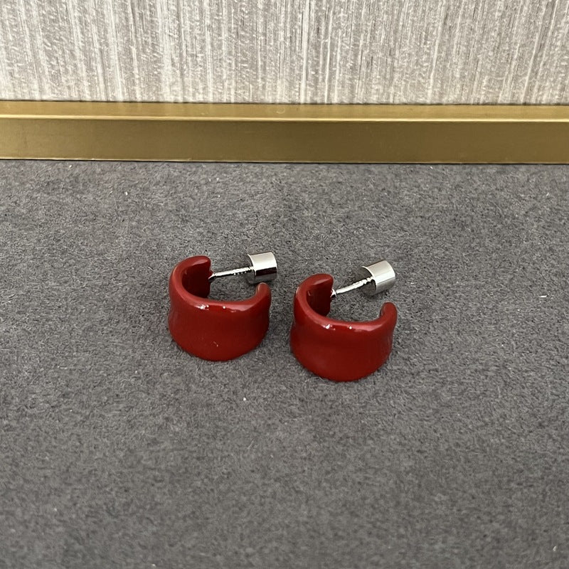 Enamel Candy Color C - Huggie Earrings - floysun