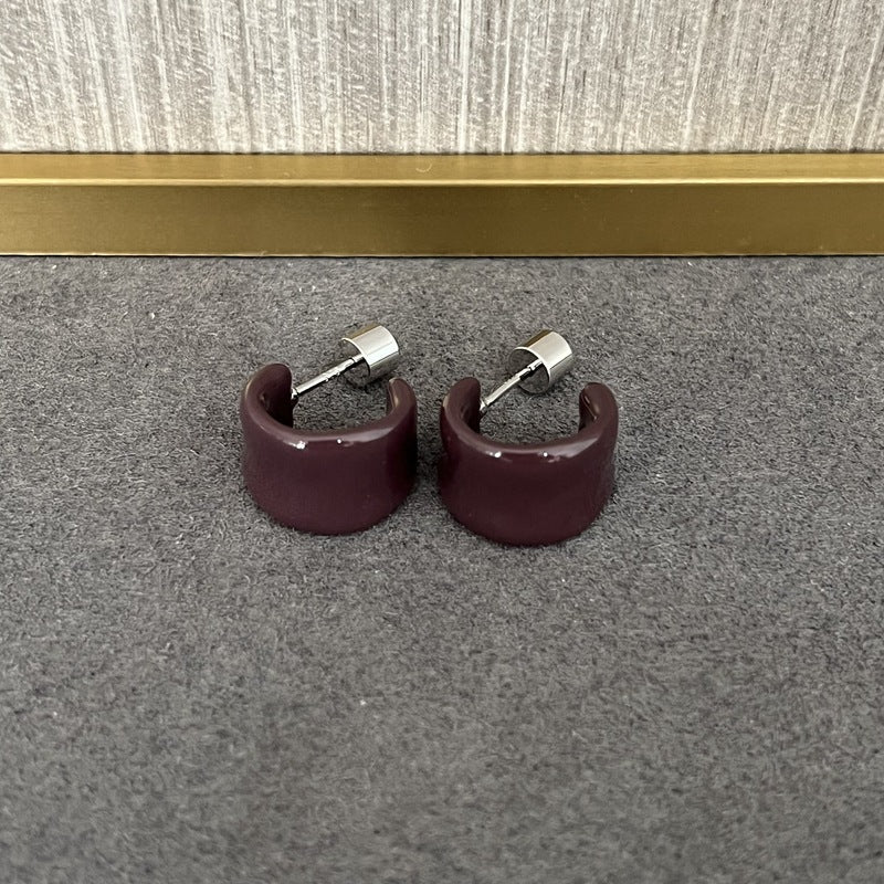 Enamel Candy Color C - Huggie Earrings - floysun