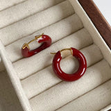 Enamel Glazed Hoops Earrings - floysun