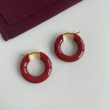 Enamel Glazed Hoops Earrings - floysun