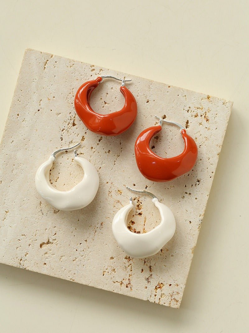 Enamel Twisted Geometric Hoop Earrings - floysun