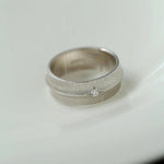 Engraved Brushed Silver Zircon Ring - floysun