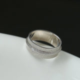 Engraved Brushed Silver Zircon Ring - floysun