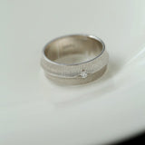 Engraved Brushed Silver Zircon Ring - floysun