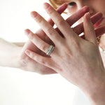 Engraved Brushed Silver Zircon Ring - floysun