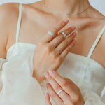 Engraved Brushed Silver Zircon Ring - floysun