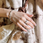Engraved Brushed Silver Zircon Ring - floysun