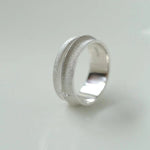 Engraved Brushed Silver Zircon Ring - floysun