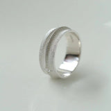 Engraved Brushed Silver Zircon Ring - floysun