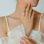 Engraved Brushed Silver Zircon Ring - floysun