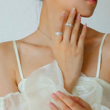Engraved Brushed Silver Zircon Ring - floysun