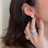 Engraved Brushed Square Filigree Stud Earrings - floysun
