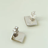 Engraved Brushed Square Filigree Stud Earrings - floysun