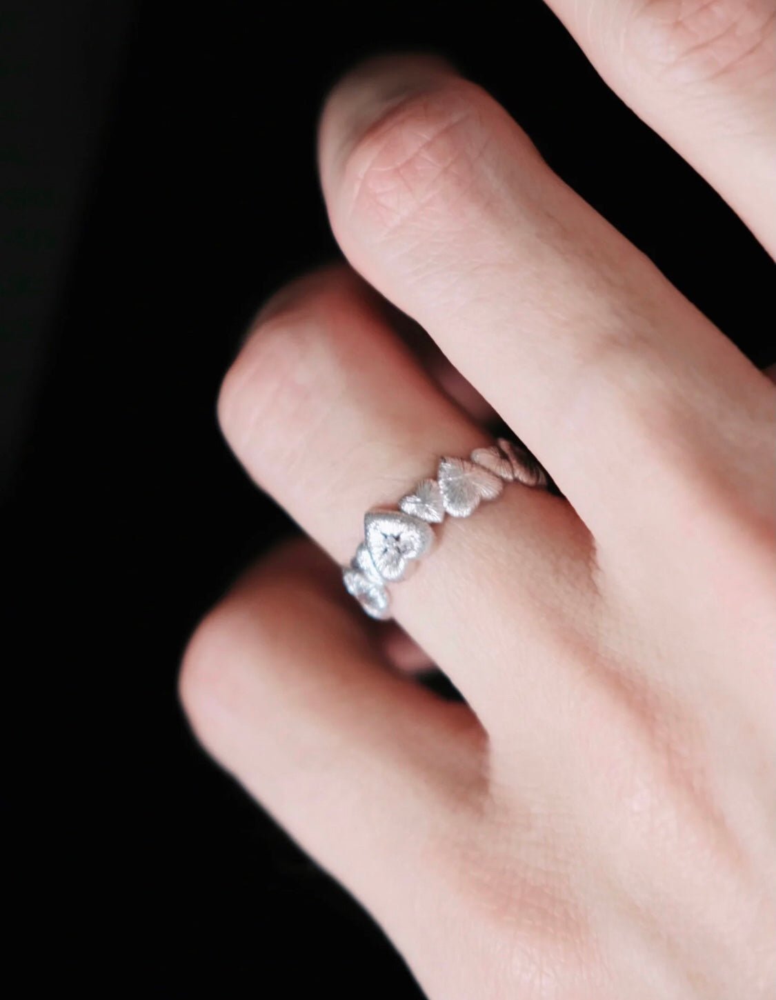 Engraved Heart Cluster Zirconia Ring - floysun