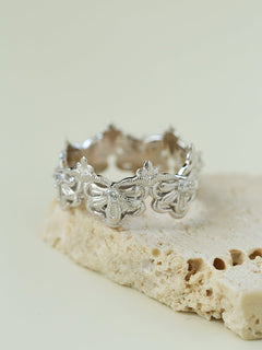 Engraved Lace Edge Ring – Brushed 925 Sterling Silver - floysun
