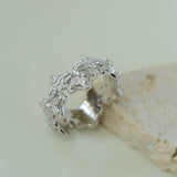 Engraved Lace Edge Ring – Brushed 925 Sterling Silver - floysun