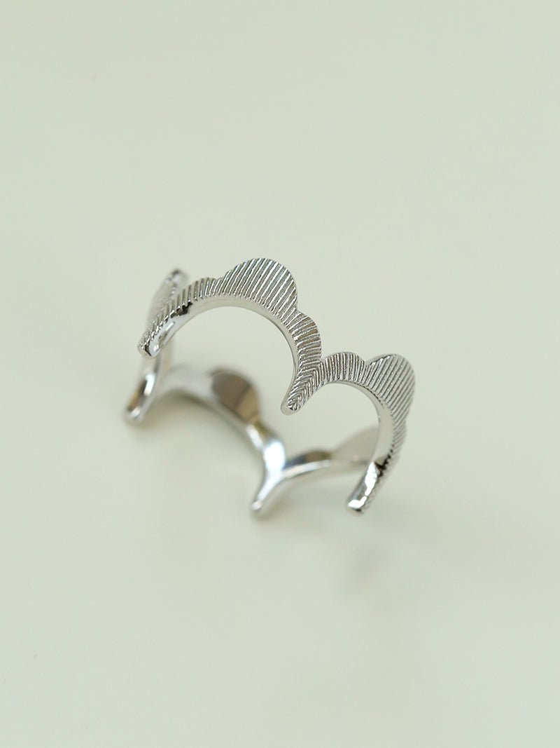 Engraved Lace Edge Ring with Crown Detail – Brushed 925 Sterling Silver - floysun