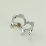 Engraved Lace Edge Ring with Crown Detail – Brushed 925 Sterling Silver - floysun