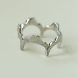 Engraved Lace Edge Ring with Crown Detail – Brushed 925 Sterling Silver - floysun