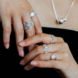 Engraved Lace Pattern Wide Ring – Brushed 925 Sterling Silver - floysun