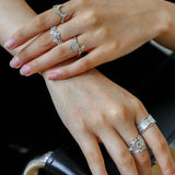 Engraved Lace Pattern Wide Ring – Brushed 925 Sterling Silver - floysun